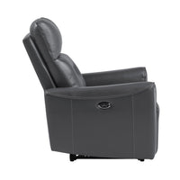 Well 39 Inch Power Recliner Chair, Dark Gray Faux Leather, Solid Wood - BM316317