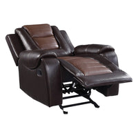 Istro 39 Inch Manual Recliner Chair, Gliding, 2 Tone Brown Faux Leather - BM316338