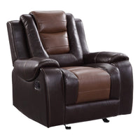 Istro 39 Inch Manual Recliner Chair, Gliding, 2 Tone Brown Faux Leather - BM316338