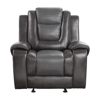 Istro 39 Inch Glider Manual Recliner Chair, 2 Tone Gray Faux Leather - BM316341