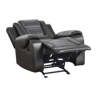 Istro 39 Inch Glider Manual Recliner Chair, 2 Tone Gray Faux Leather - BM316341