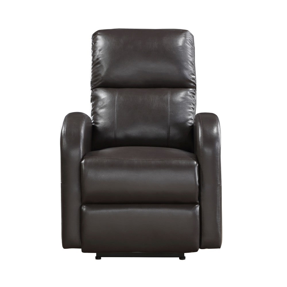 Rica 38 Inch Power Recliner Chair, Plush Brown Faux Leather, Foam Cushions - BM316344