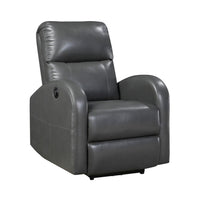 Rica 38 Inch Power Recliner Chair, Plush Gray Faux Leather, Foam Cushions - BM316345