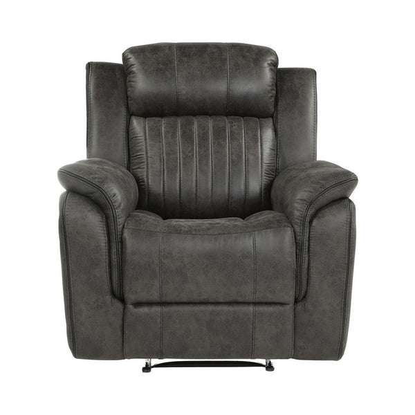 Bento 38 Inch Manual Recliner Chair, Tab Pull, Brownish Gray Microfiber - BM316346