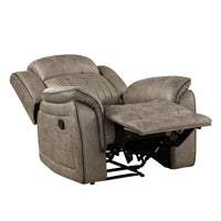 Bento 38 Inch Manual Recliner Chair, Tab Pull, Sandy Brown Microfiber - BM316348