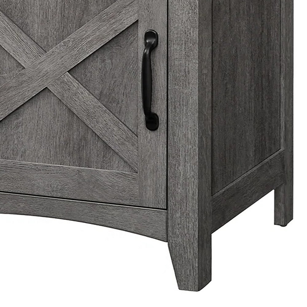 Eva 24 Inch Nightstand Set of 2, 1 Cabinet, Open Top Shelf, Gray - BM316380