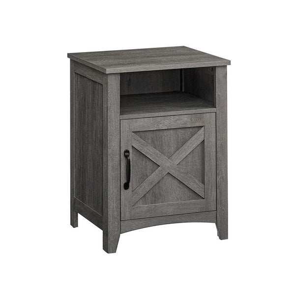 Eva 24 Inch Nightstand Set of 2, 1 Cabinet, Open Top Shelf, Gray - BM316380