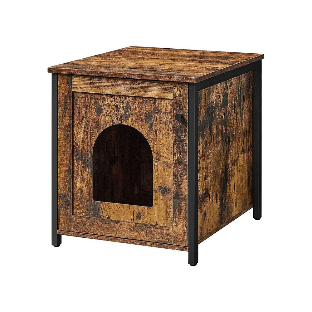 24 Inch Nightstand Side Table with Cat Litter Box Cut Out Front - BM316383