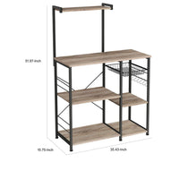 Elva 52 Inch Kitchen Rack, 4 Tier Shelves, Wire Basket, Brown Wood Black - BM316391