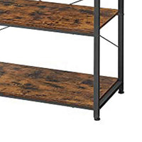 Gina 66 Inch Kitchen Baker Rack, 6 Tier Light Brown Shelves, Hooks, Black - BM316395