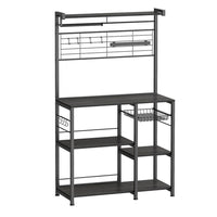 Kodi 66 Inch Kitchen Baker Rack, 4 Tier Shelves, Wire Basket, Black Iron - BM316398