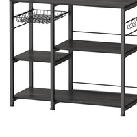 Kodi 66 Inch Kitchen Baker Rack, 4 Tier Shelves, Wire Basket, Black Iron - BM316398