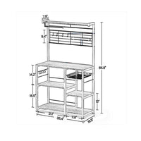 Kodi 66 Inch Kitchen Baker Rack, 4 Tier Shelves, Wire Basket, Black Iron - BM316398