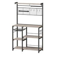 Kodi 66 Inch Kitchen Baker Rack, 4 Tier Gray Shelves, Wire Basket, Black - BM316399