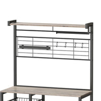 Kodi 66 Inch Kitchen Baker Rack, 4 Tier Gray Shelves, Wire Basket, Black - BM316399