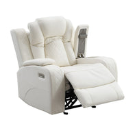 Nova 39 Inch Luxury Manual Recliner Glider Chair, Plush White Faux Leather - BM316458