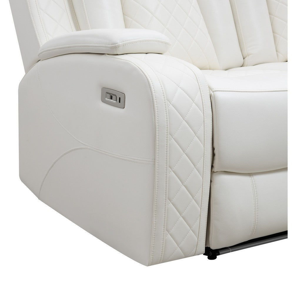 Nova 39 Inch Luxury Manual Recliner Glider Chair, Plush White Faux Leather - BM316458