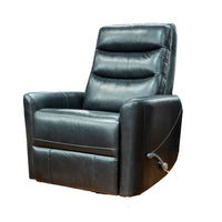 Aki 36 Inch Swivel Manual Recliner Chair, Luxury Plush Black Faux Leather - BM316468