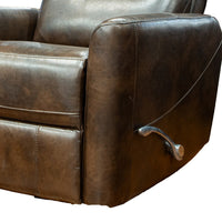 Aki 36 Inch Swivel Manual Recliner Chair, Luxury Plush Brown Faux Leather - BM316469