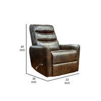 Aki 36 Inch Swivel Manual Recliner Chair, Luxury Plush Brown Faux Leather - BM316469