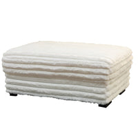 Ezo 41 Inch Ottoman, Layered Plush White Fabric Upholstery, Modern - BM316483