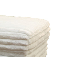 Ezo 41 Inch Ottoman, Layered Plush White Fabric Upholstery, Modern - BM316483