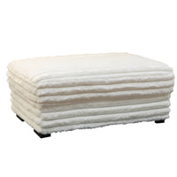 Ezo 41 Inch Ottoman, Layered Plush White Fabric Upholstery, Modern - BM316483