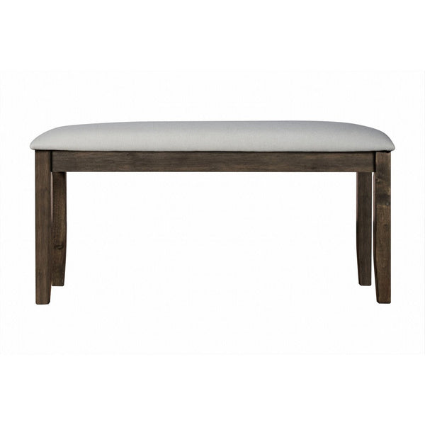 Doe 40 Inch Modern Dining Bench, Soft Gray Padded Seat, Brown Wood Legs - BM316491