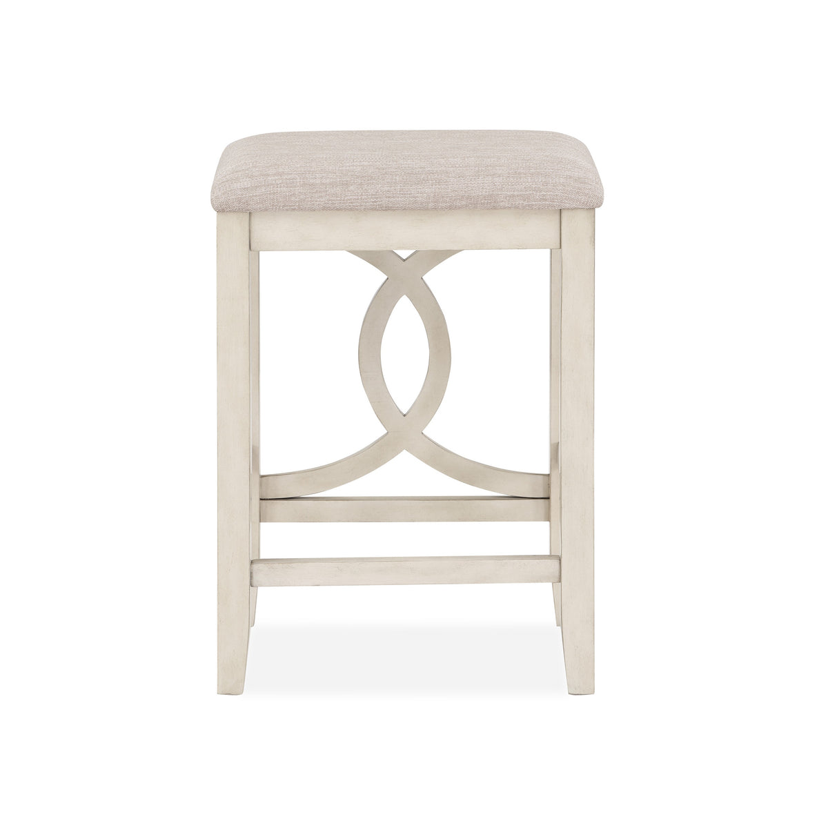 Ruth 25 Inch Counter Height Stool Set of 2, Beige Polyester Padded, White - BM316496