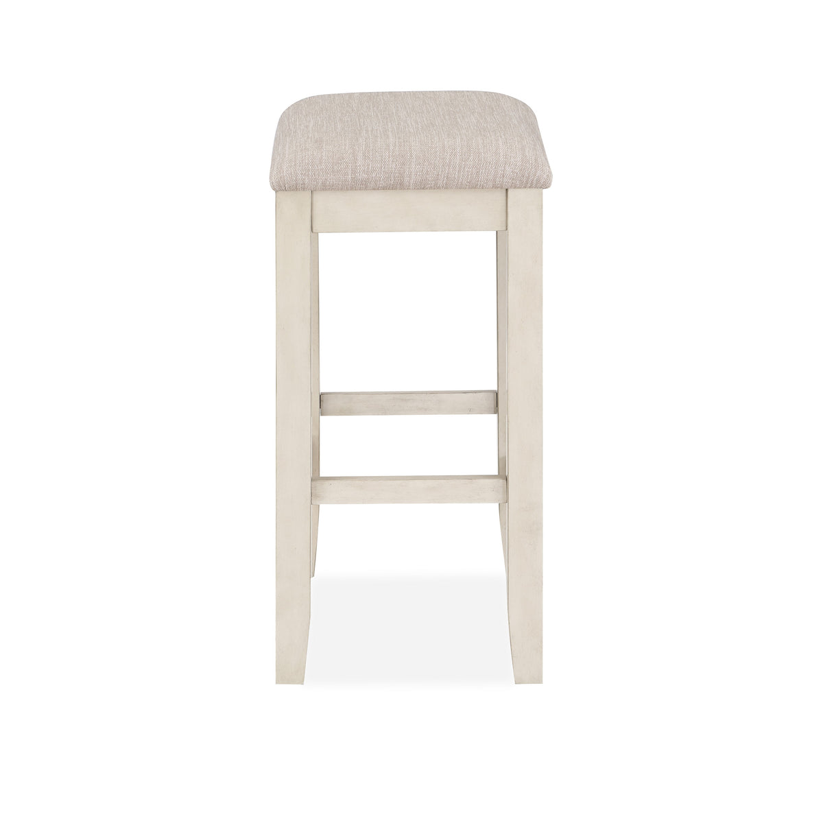 Ruth 25 Inch Counter Height Stool Set of 2, Beige Polyester Padded, White - BM316496