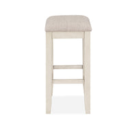 Ruth 25 Inch Counter Height Stool Set of 2, Beige Polyester Padded, White - BM316496