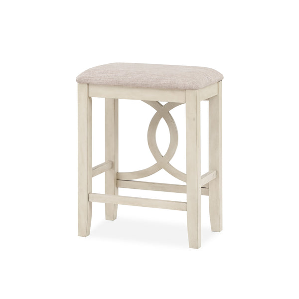 Ruth 25 Inch Counter Height Stool Set of 2, Beige Polyester Padded, White - BM316496