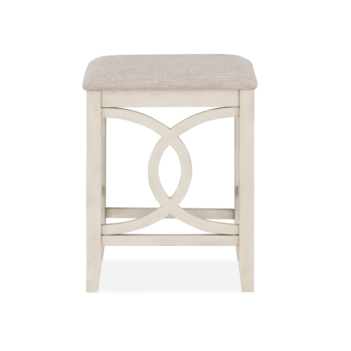 Ruth 25 Inch Counter Height Stool Set of 2, Beige Polyester Padded, White - BM316496