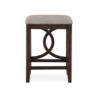 Ruth 25 Inch Counter Height Stool Set of 2, Beige Polyester Padded, Brown - BM316497