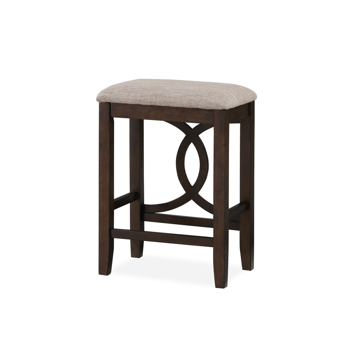 Ruth 25 Inch Counter Height Stool Set of 2, Beige Polyester Padded, Brown - BM316497