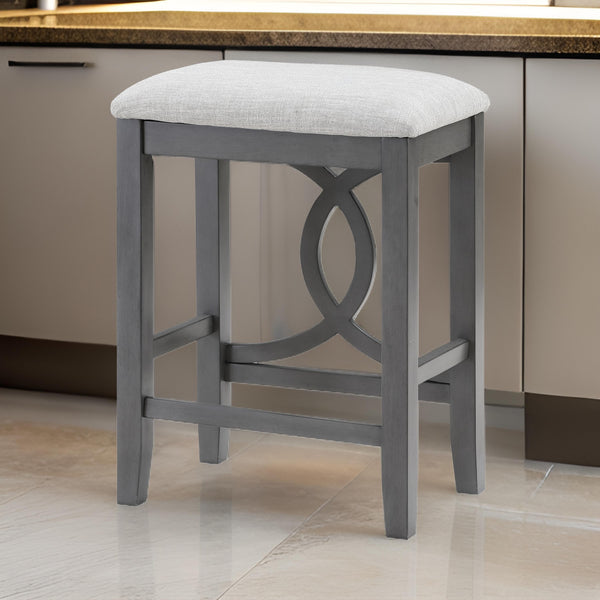 Ruth 25 Inch Counter Height Stool Set of 2, Beige Polyester Padded, Gray - BM316498