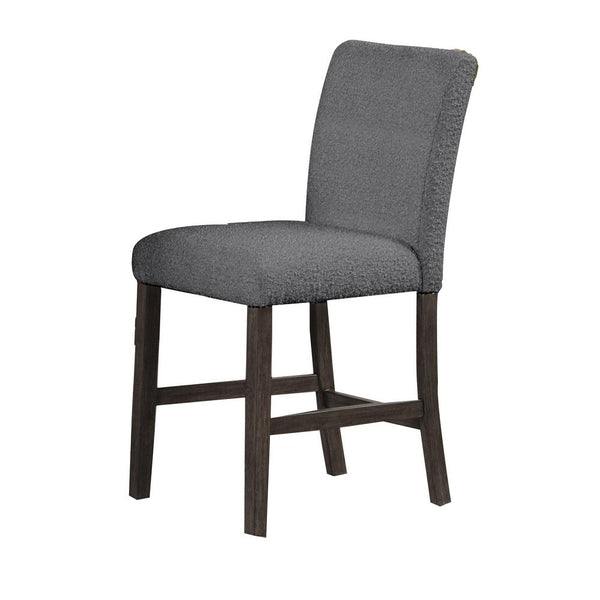 Ghy 25 Inch Dining Side Chair Set of 2, Gray Textured Upholstery, Brown - BM316499