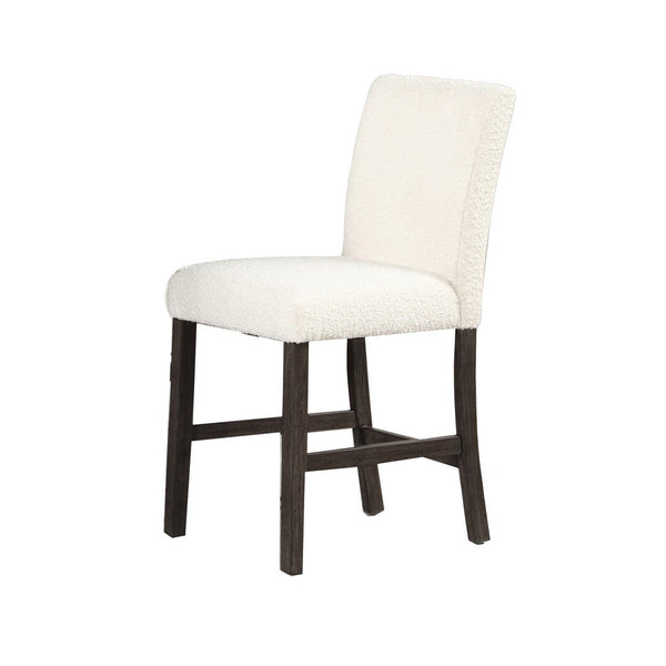 Ghy 25 Inch Dining Side Chair Set of 2, White Textured Upholstery, Brown - BM316500