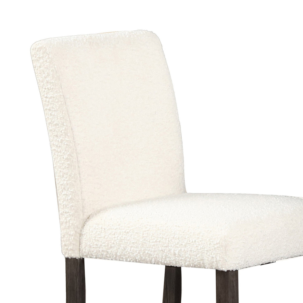 Ghy 25 Inch Dining Side Chair Set of 2, White Textured Upholstery, Brown - BM316500