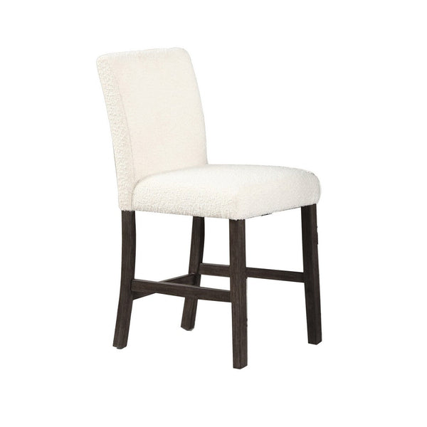 Ghy 25 Inch Dining Side Chair Set of 2, White Textured Upholstery, Brown - BM316500