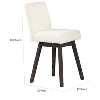 Ghy 25 Inch Swivel Counter Chair Set of 2, White Textured Upholstery, Brown - BM316502