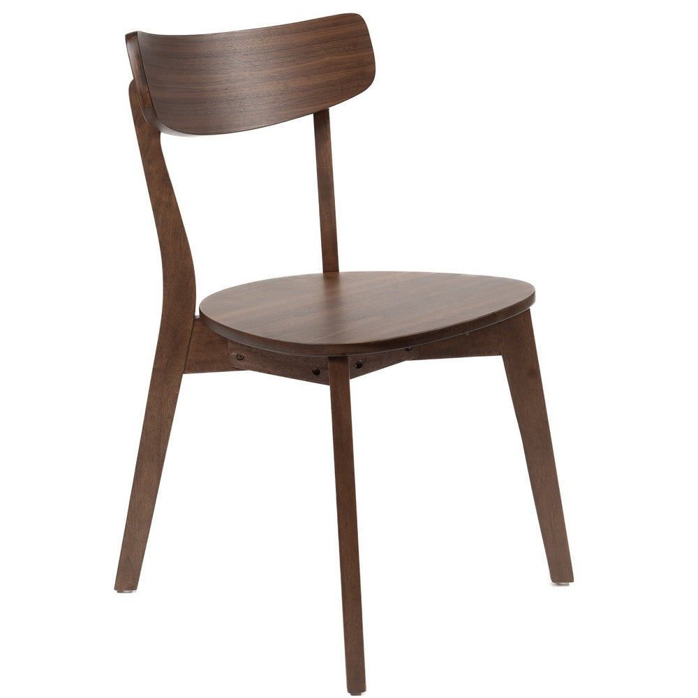 Aby Dining Side Chair, Wooden Round Seat, Open Panel Back, Walnut Brown - BM316505