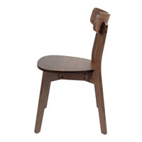 Aby Dining Side Chair, Wooden Round Seat, Open Panel Back, Walnut Brown - BM316505