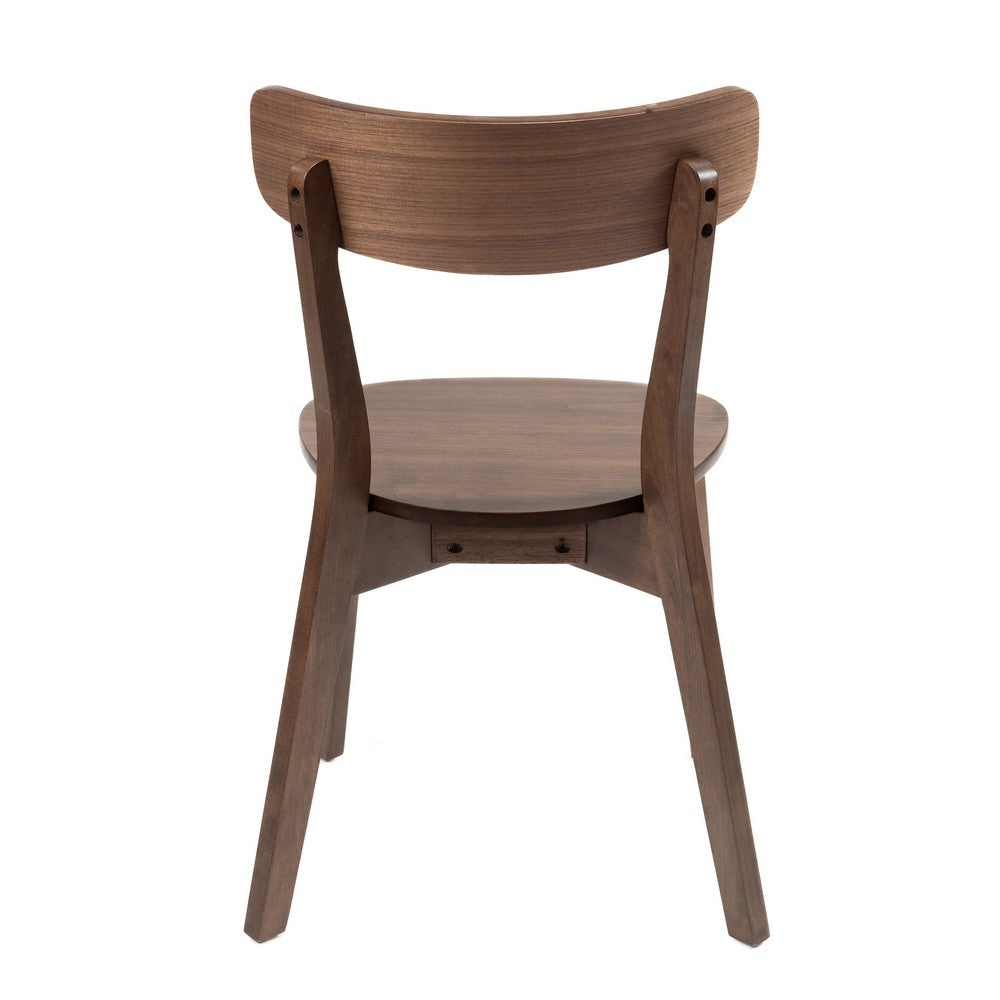 Aby Dining Side Chair, Wooden Round Seat, Open Panel Back, Walnut Brown - BM316505