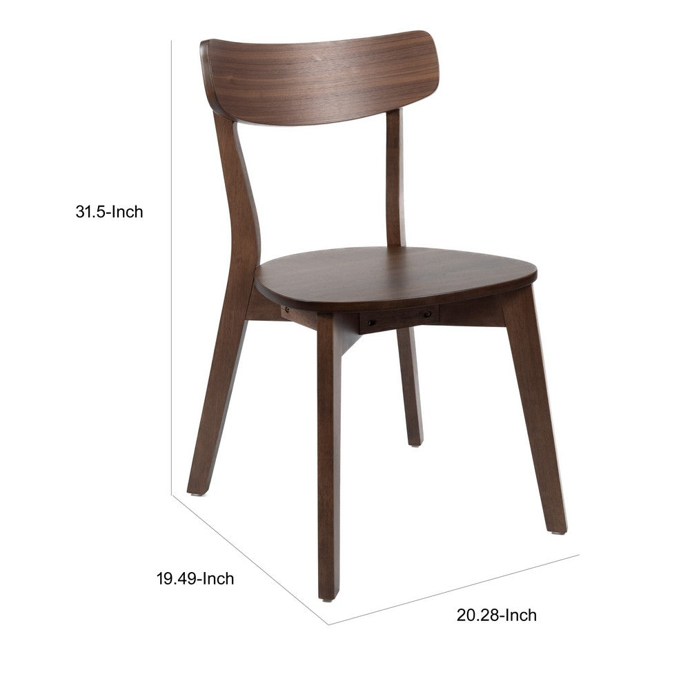 Aby Dining Side Chair, Wooden Round Seat, Open Panel Back, Walnut Brown - BM316505