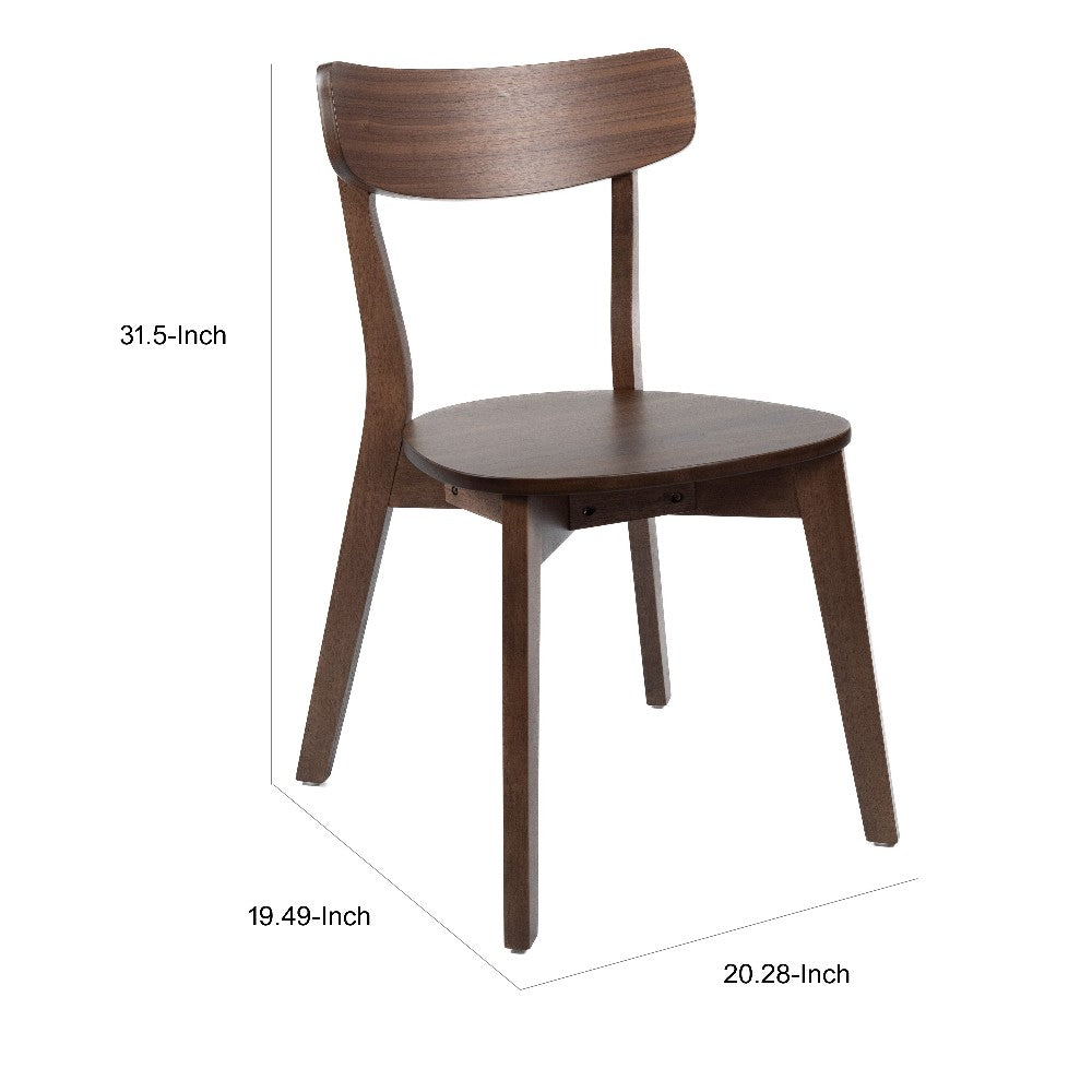 Aby Dining Side Chair, Wooden Round Seat, Open Panel Back, Walnut Brown - BM316505