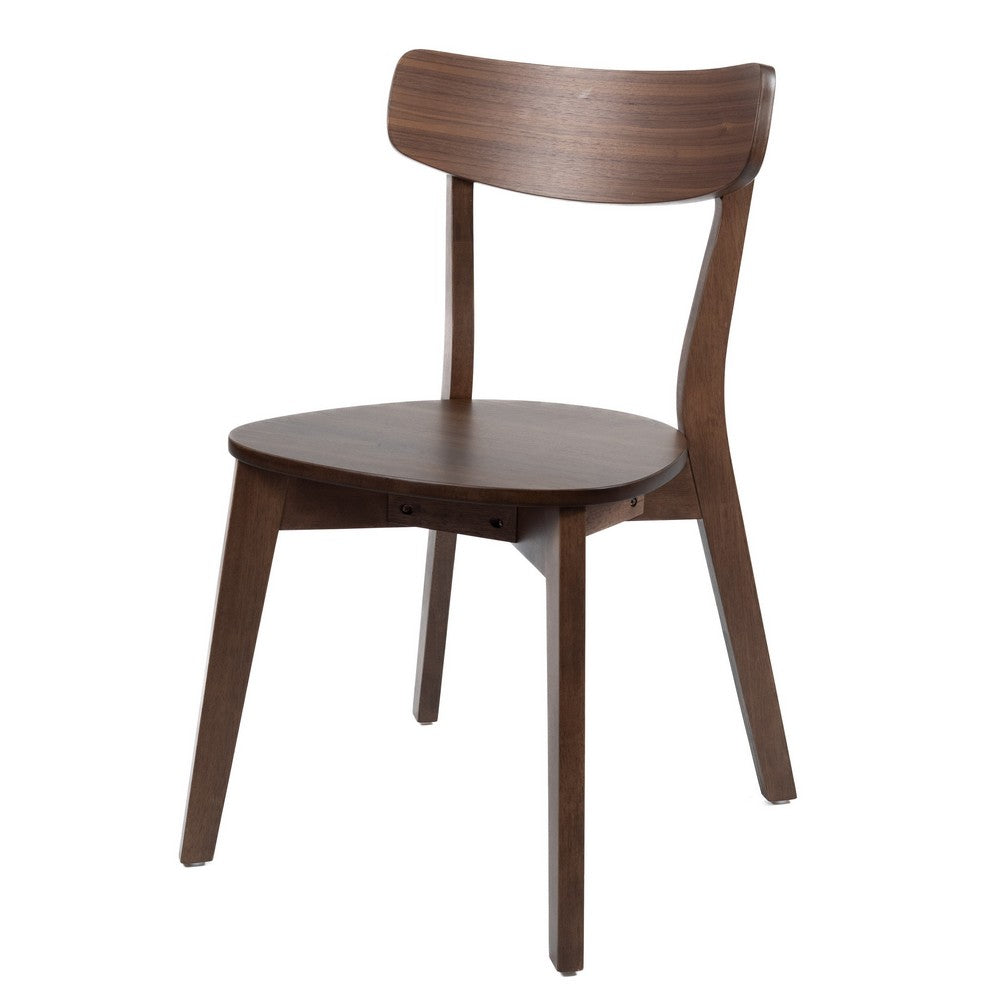 Aby Dining Side Chair, Wooden Round Seat, Open Panel Back, Walnut Brown - BM316505