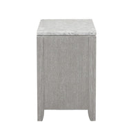 Ion 30 Inch Nightstand, 2 Drawers, White Marble Top, Farmhouse Gray Wood - BM316513