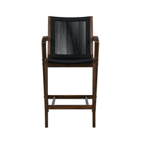 Remi 26 Inch Counter Height Chair, Black Acacia Wood, Rope Cord Wrapping - BM316522