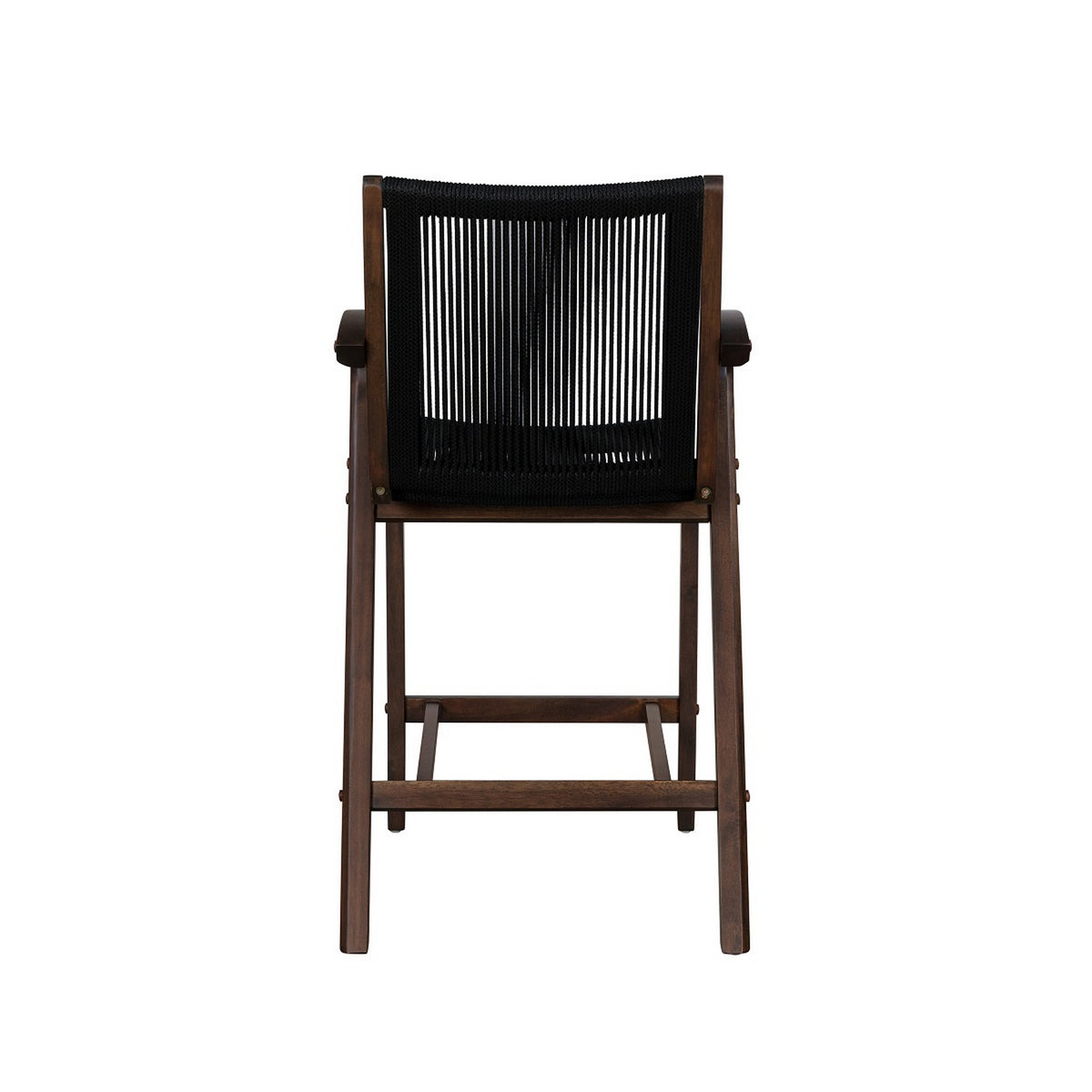 Remi 26 Inch Counter Height Chair, Black Acacia Wood, Rope Cord Wrapping - BM316522